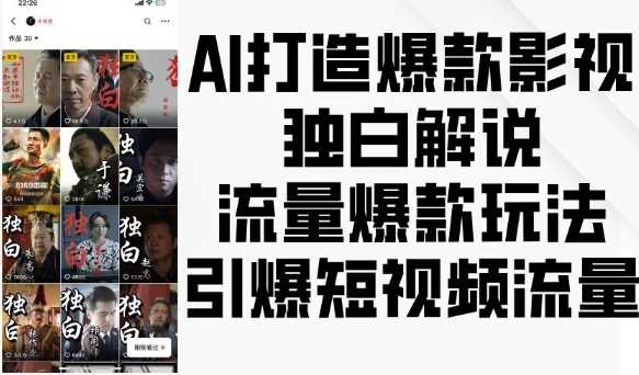 AI打造爆款影视独白解说，流量爆款玩法，引爆短视频流量 - 来及网络