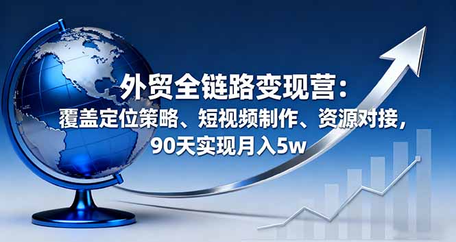 外贸全链路变现营：覆盖定位策略、短视频制作、资源对接，90天实现月入5w - 来及网络