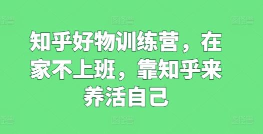 知乎好物训练营，在家不上班，靠知乎来养活自己 - 来及网络