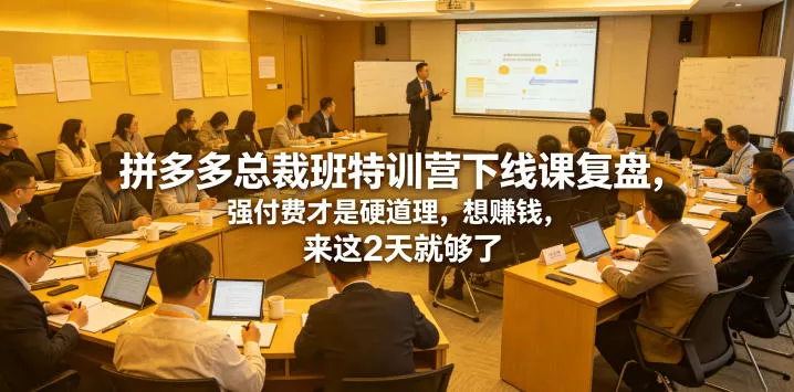 拼多多总裁班特训营下线课复盘，强付费才是硬道理，想賺钱，来这2天就够了 - 来及网络