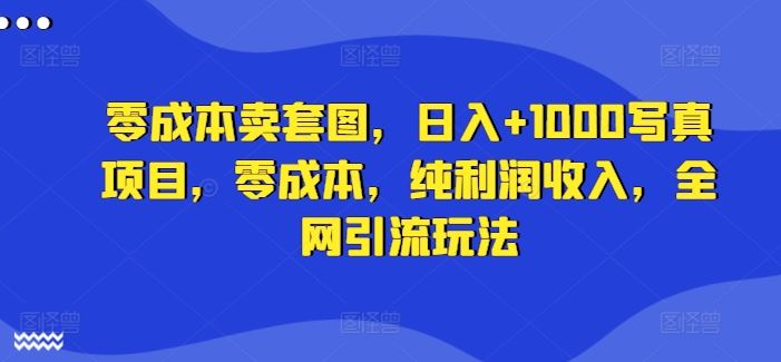 零成本卖套图，日入+1000写真项目，零成本，纯利润收入，全网引流玩法 - 来及网络