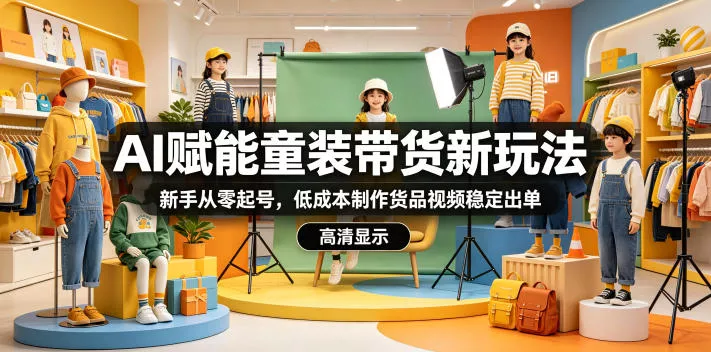 AI赋能童装带货新玩法，新手从零起号，低成本制作货品视频稳定出单 - 来及网络