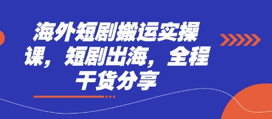海外短剧搬运实操课，短剧出海，全程干货分享 - 来及网络