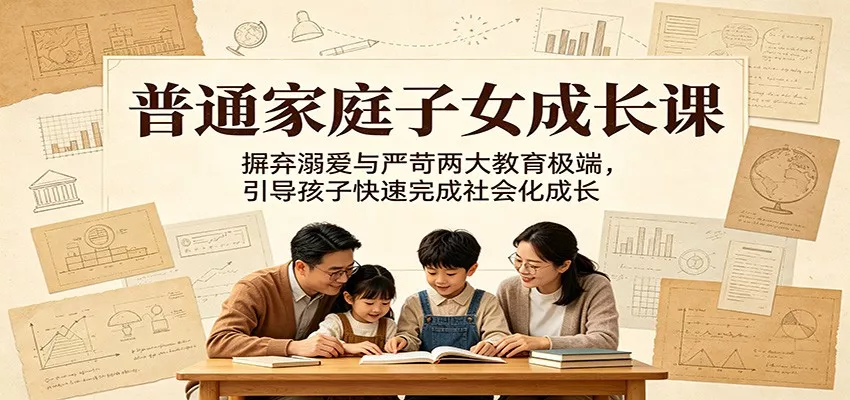 普通家庭子女成长课：摒弃溺爱与严苛两大教育极端，引导孩子快速完成社会化成长 - 来及网络