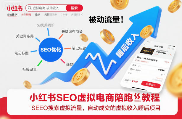 小红书SEO虚拟电商陪跑教程，实现seo搜索被动流量，自动成交的被动收入睡后项目 - 来及网络