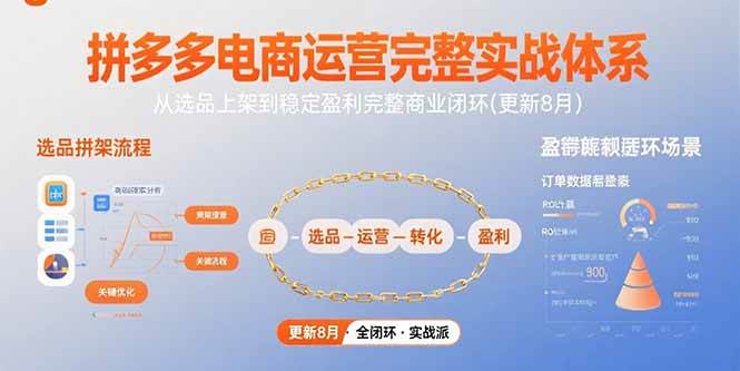 （15579期）拼多多电商运营完整实战体系，从选品上架到稳定盈利完整商业闭环(更新8月) - 来及网络