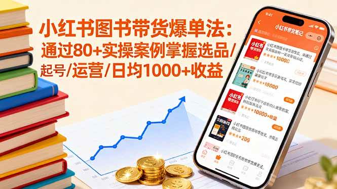 （16015期）小红书图书带货爆单法：通过80+实操案例掌握选品/起号/运营/日均1000+收益 - 来及网络