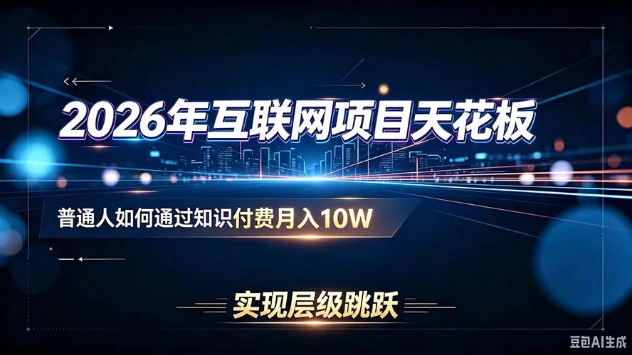 2026年互联网项目天花板：普通人如何通过知识付费月入10W，实现层级跳跃 - 来及网络