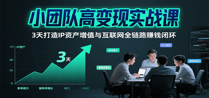 小团队高变现实战课，3天打造IP资产增值与互联网全链路赚钱闭环（第二期） - 来及网络