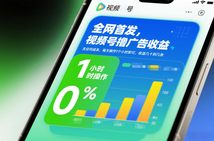 全网首发，视频号撸广告收益，无任何成本，每天操作1个小时即可，收益几十到几张 - 来及网络