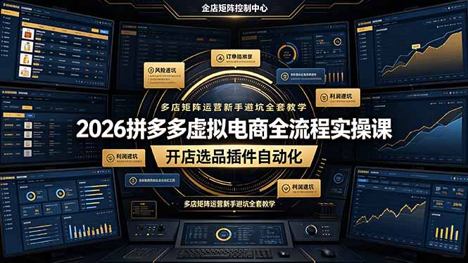 2026拼多多虚拟电商全流程实操课，开店选品插件自动化，多店矩阵运营新手避坑全套教学 - 来及网络