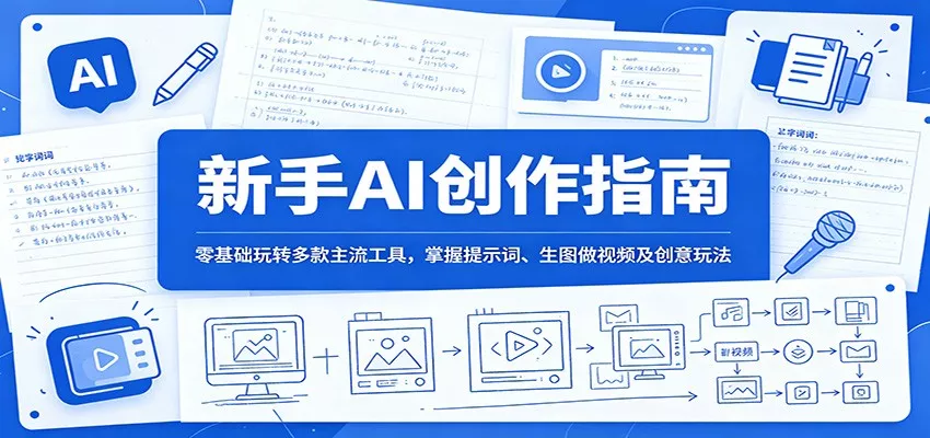 新手AI创作指南：零基础玩转多款主流工具，掌握提示词、生图做视频及创意玩法 - 来及网络