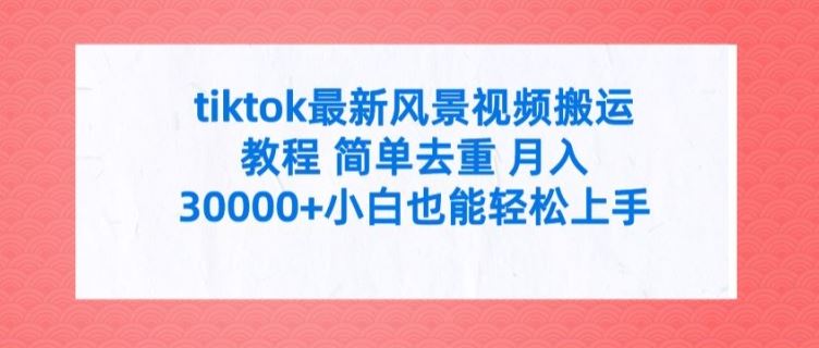 tiktok最新风景视频搬运教程 简单去重 月入3W+小白也能轻松上手【揭秘】 - 来及网络