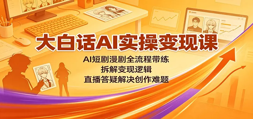 大白话AI实操变现课：AI短剧漫剧全流程带练，拆解变现逻辑，直播答疑解决创作难题 - 来及网络
