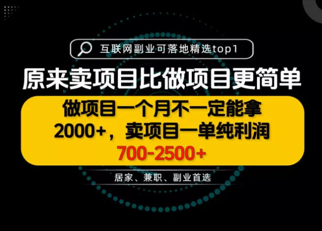一单利润700-2.5K+，为什么我们要卖项目而不是做项目，我们普通人应该怎样开始？【揭秘】 - 来及网络