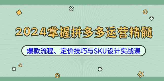2024掌握拼多多运营精髓：爆款流程、定价技巧与SKU设计实战课 - 来及网络
