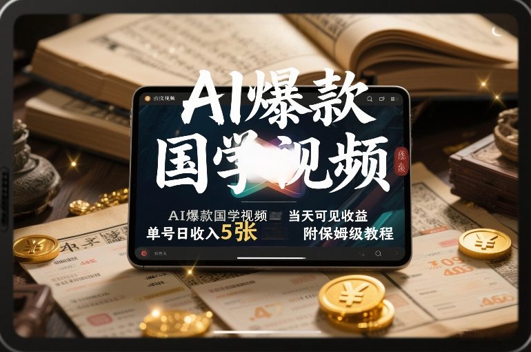 AI爆款国学视频，独家起号方法，小白直接上手，当天可见收益，单号日收入5张+附保姆级教程 - 来及网络