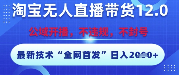 淘宝无人直播带货12.0，最新技术，不封号，不违规，操作简单，开播爆单，日入多张【揭秘】 - 来及网络