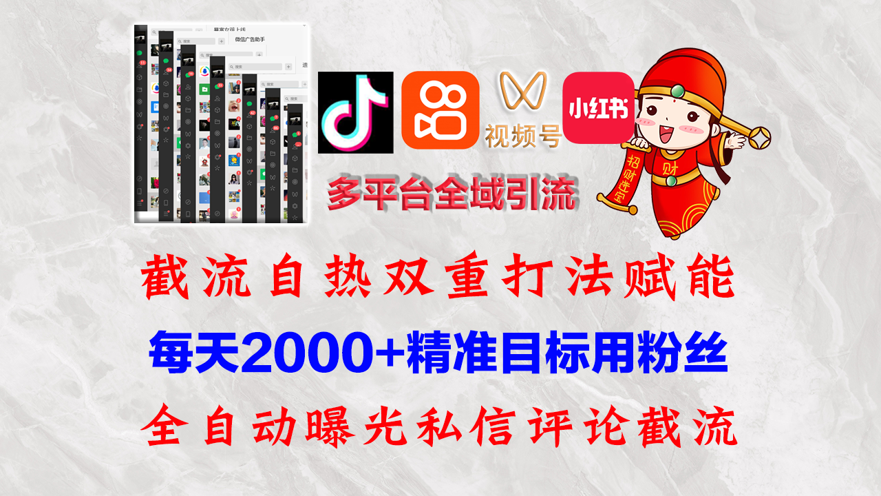 （12559期）快手，抖音，小红书，视频号多平台全自动引流获客系统 精准全域引流，… - 来及网络
