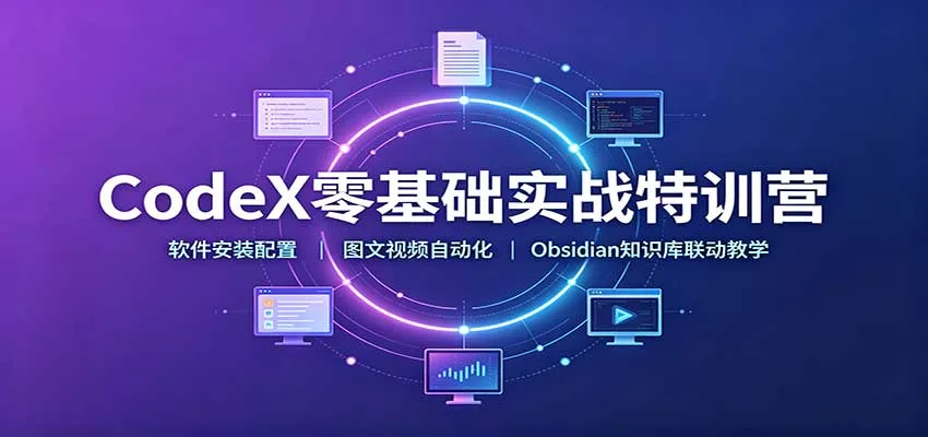 CodeX零基础实战特训营：软件安装配置，图文视频自动化，Obsidian知识库联动教学 - 来及网络