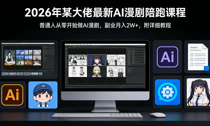 26年某大佬最新Ai漫剧陪跑课程，普通人从零开始做AI漫剧，副业月入2W+ - 来及网络