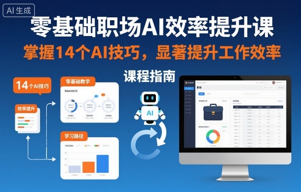 零基础职场AI效率提升课，掌握14个AI技巧，显著提升工作效率 - 来及网络