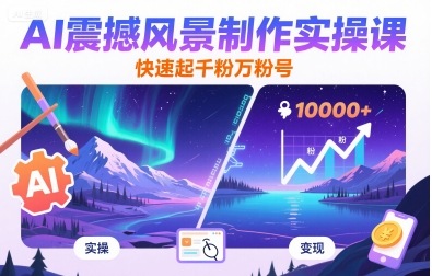 AI震撼风景制作实操课，快速起千粉万粉号 - 来及网络