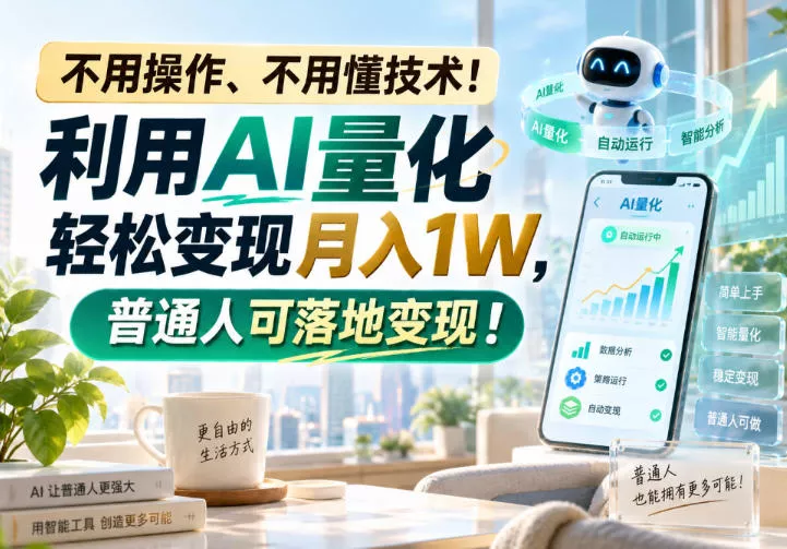 不用操作、不用懂技术！利用AI量化轻松变现月入1W，普通人可落地变现！【揭秘】 - 来及网络
