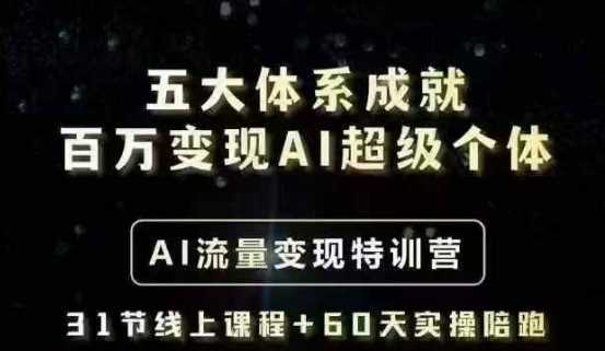 五大体系成就百万变现AI超级个体- AI流量变现特训营，一步一步教你一个人怎么年入百W - 来及网络