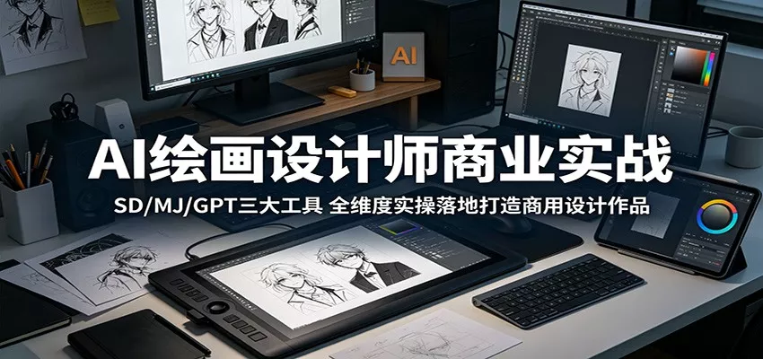 AI绘画设计师商业实战：SD/MJ/GPT三大工具，全维度实操落地打造商用设计作品 - 来及网络