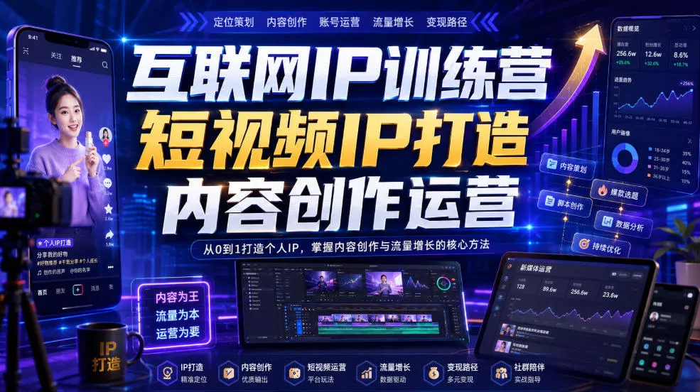 互联网IP训练营，短视频IP打造，内容创作运营 - 来及网络
