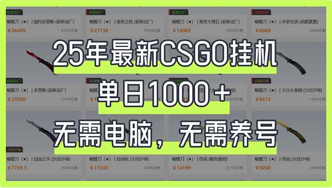 25年最新CSGO挂机系统，单日1000+，无需电脑，无需养号，0基础可上手 - 来及网络