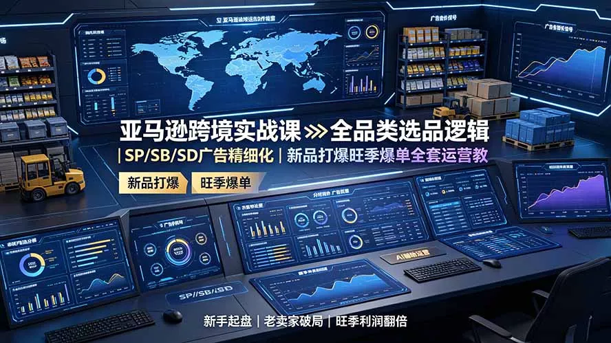 亚马逊跨境实战课：全品类选品逻辑｜SP/SB/SD广告精细化｜新品打爆旺季爆单全套运营教程 - 来及网络