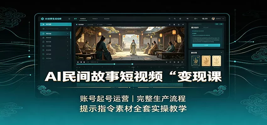 AI民间故事短视频变现课：账号起号运营，完整生产流程，提示指令素材全套实操教学 - 来及网络