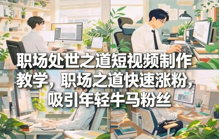 职场处世之道短视频制作教学，职场之道快速涨粉，吸引年轻牛马粉丝 - 来及网络