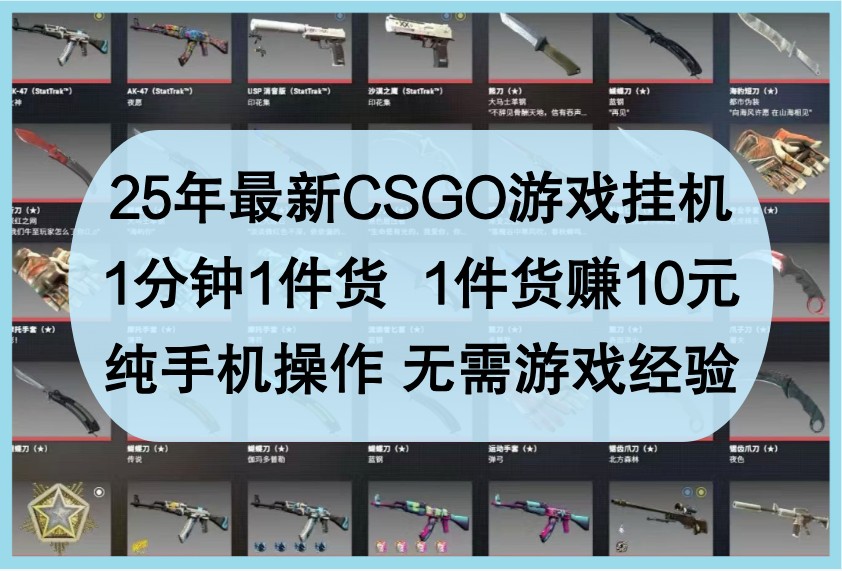 25年最新CSGO游戏挂机，1分钟1件货，1件货赚10元，纯手机操作，无需游戏经验 - 来及网络