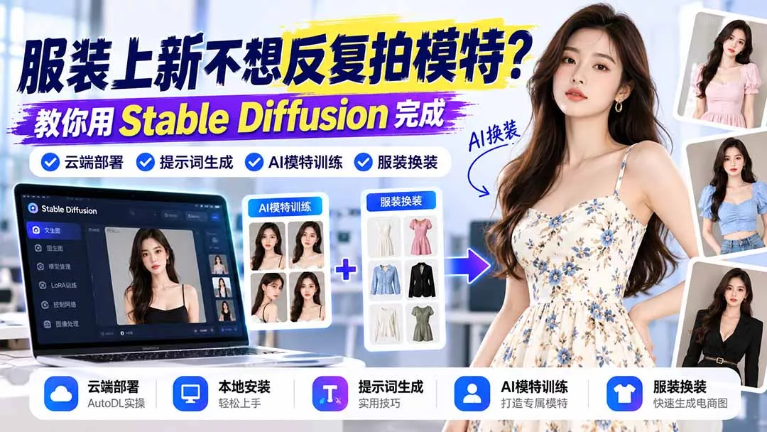 服装上新不想反复拍模特？教你用Stable Diffusion完成云端部署、提示词生成、AI模特训练与换装 - 来及网络