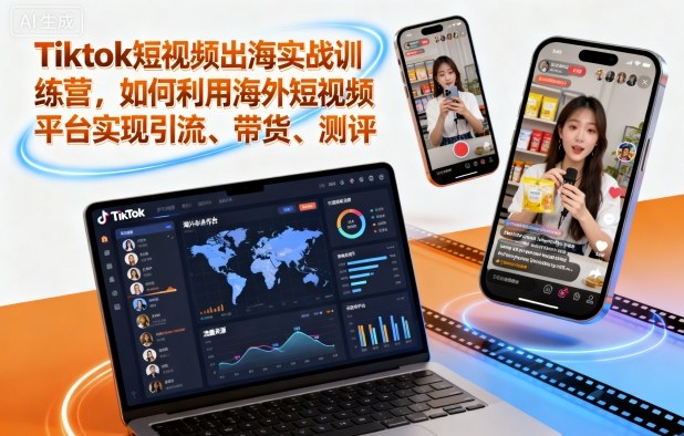 Tiktok短视频出海实战训练营，如何利用海外短视频平台实现引流、带货、测评 - 来及网络