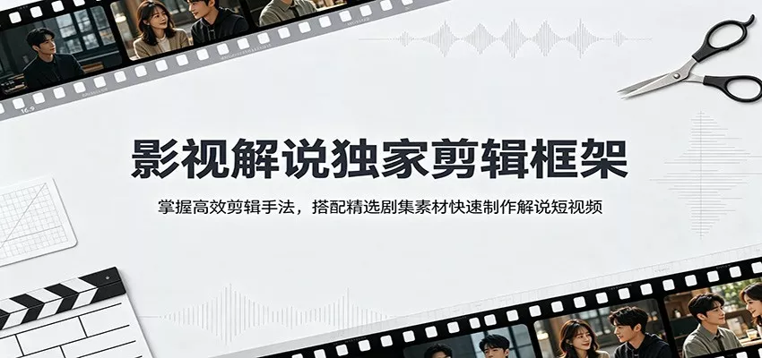 影视解说独家剪辑框架：掌握高效剪辑手法，搭配精选剧集素材快速制作解说短视频 - 来及网络