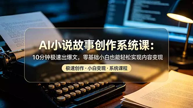 AI小说故事创作系统课：10分钟极速出爆文，零基础小白也能轻松实现内容变现 - 来及网络