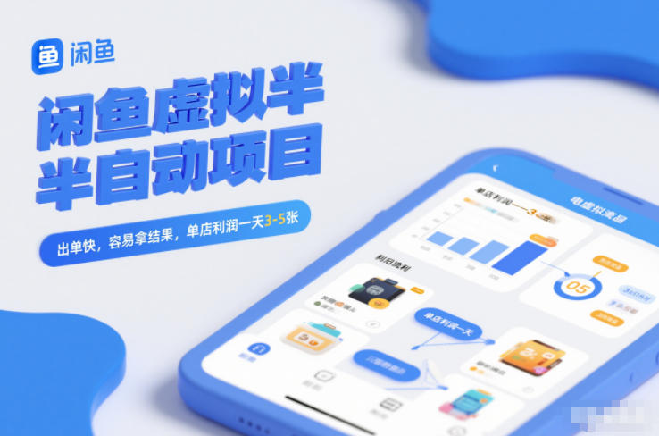 闲鱼虚拟半自动项目，出单快，容易拿结果，单店利润一天3-5张 - 来及网络