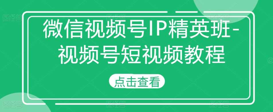 微信视频号IP精英班-视频号短视频教程 - 来及网络