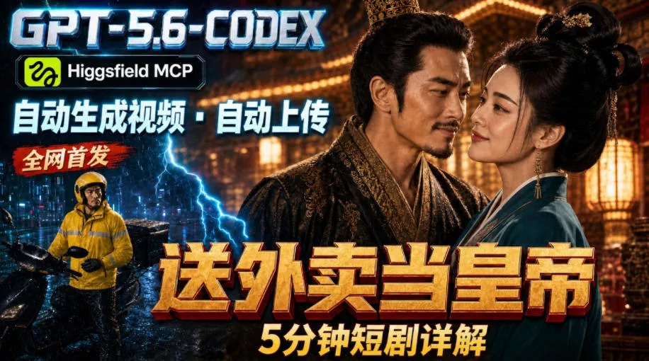 GPT-5.6 Codex+Higgsfield MCP：一条指令生成5分钟短剧并自动上传YouTube(油管) - 来及网络