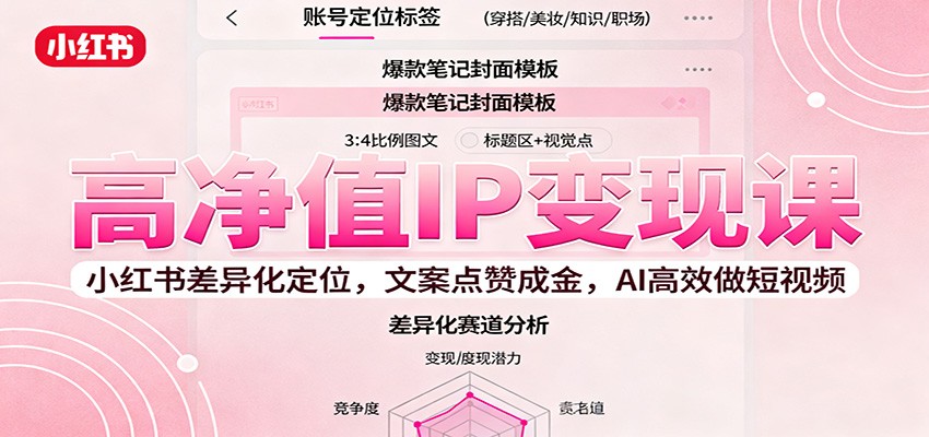 高净值IP变现课：小红书差异化定位，文案点赞成金， AI高效做短视频 - 来及网络