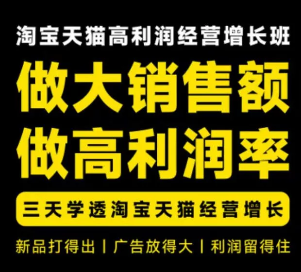 天猫淘宝高利润经营增长班杭州线下课31期8月22-24日，做大销售额做高利润率，三天学透淘宝天猫经营增长 - 来及网络