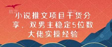 小说推文项目干货分享，双男主稳定5位数大佬实操经验 - 来及网络