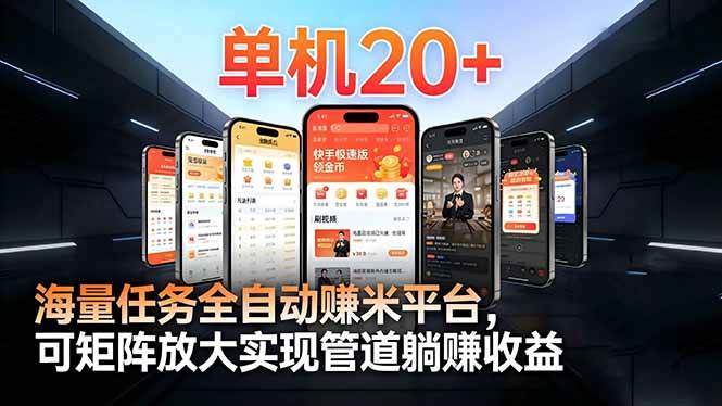 （16893期）【2026源头首发】工作室必备手机自动搬砖单机20+，多平台海量任务持续更新 - 来及网络