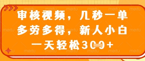 视频审核员，几秒一单，不限时间，不限地点，多做多得，新人小白一天轻松几张+【揭秘】 - 来及网络