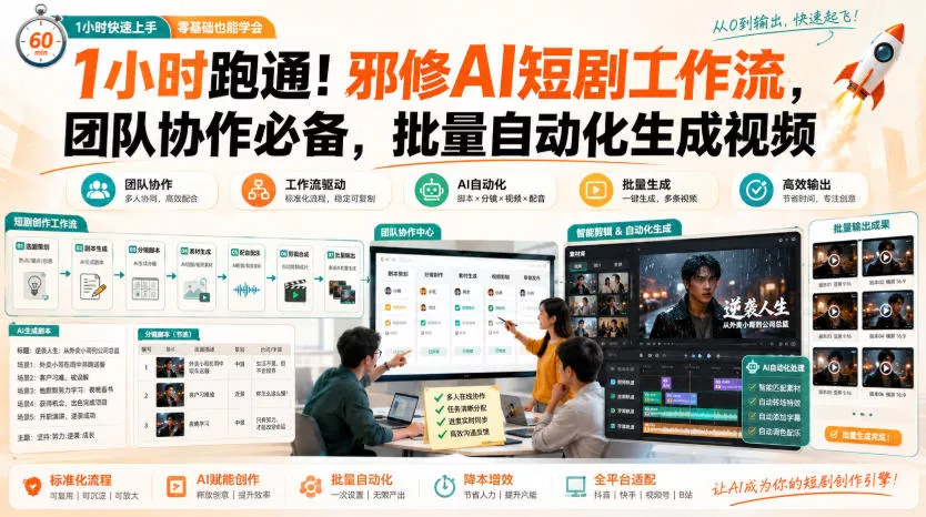 1小时跑通！邪修AI短剧工作流，团队协作必备，批量自动化生成视频 - 来及网络
