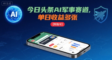 今日头条AI军事赛道，单日收益多张 ，手机可做【附指令】 - 来及网络